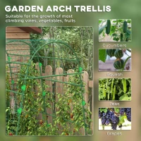 Outsunny Metal Garden Trellis, Arch Trellis for Climbing Plants Outdoor, A-Frame, with Climbing Net, 57" x 66" x 81", Green(m-4)