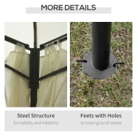 Outsunny 10' x 13' Outdoor Gazebo Patio Gazebo Canopy, Double Vented Roof, Steel Frame, Curtain Sidewalls, Beige(m-6)