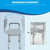 HOMCOM 6-Level Adjustable Bath and Shower Transfer Bench Aluminum Chair with Non-Slip Feet, Armrest & Backrest Grey(m-6)