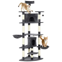 PawHut 79" Scratching Kitten Tree Condo Kitten Scratch Activity Center Toys Dark Grey(m-9)