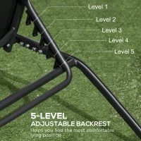 Outsunny Chaise Lounge Outdoor, 2 Piece Lounge Chair with Wheels, Tanning Chair with 5 Adjustable Positions, Black(m-5)