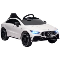 Qaba Mercedes-Benz AMG Licensed 12V Kids Ride on Car with Remote Control, Rear Suspension, LED Lights, Music, White(m-11)