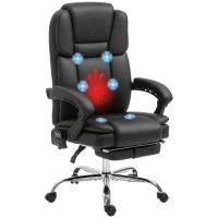 Vinsetto 6 Point Vibration Massage Office Chair, PU Leather Reclining Computer Chair with Adjustable Height, Black(m-11)