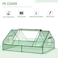 Outsunny 71" x 55" x 32" Mini Tunnel Greenhouse, Garden Planting Shed, Outdoor Flower Planter Warm House with Zipper Windows and Door, Green(m-14)