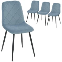 HOMCOM Dining Chairs Set of 4, Upholstered Dining Room Chairs with Steel Legs, Modern Kitchen Chair for Dining Room, Light Blue(m-9)