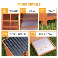PawHut Wooden Chicken Coop with Nesting Box, Pull-Out Tray, Waterproof Roof, 39" Chicken House for 2-4 Chickens, Rabbits(m-7)