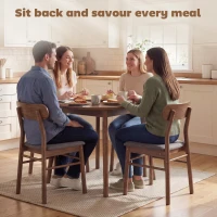 HOMCOM Set of 4 Dining Chairs, Upholstered Dining Room Chairs with Rubberwood Legs and Padded Seat for Kitchen, Gray(m-4)