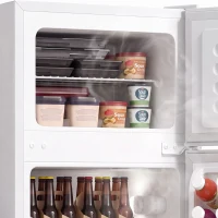 HOMCOM 7.7 Cu. Ft. Mini Fridge with Freezer, Compact Refrigerator with Adjustable Thermostat, Reversible Door, White(m-12)