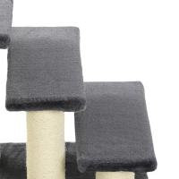 PawHut Cat Trees 3 Tier Pet Stairs Dog Cat 3 Steps Kitty Scratching Post Cat Scratch Furniture Dark Grey(m-11)