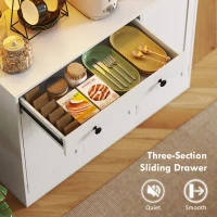 HOMCOM Tall Kitchen Pantry with LED Light, Freestanding Storage Cabinet with Hutch, Shelves, Drawer, Doors, White(m-6)