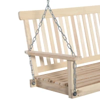 Outsunny 2 Person Wooden Porch Swing, Patio Swing Chair with Hanging Chains, Slatted Back & Seat, Outdoor Swing Bench for Garden, Backyard, Deck, Natural(m-9)