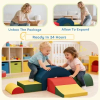 Qaba Toddlers Climbing Toys, 5-Piece Foam Climbing Blocks, Soft Play Set, Indoor for Stacking, Crawling, Sliding(m-7)