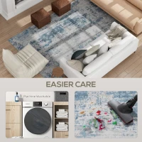 HOMCOM Area Rug 8x10, Machine Washable Rug, Non-Slip Modern Abstract Floor Carpet for Living Room, Bedroom, Dining Room, Blue(m-6)