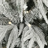 HOMCOM 6ft Prelit Flocked Christmas Tree, Artificial Norfolk Pine Downswept Hinged Xmas Tree with 250 LEDs, Green and White(m-10)
