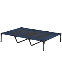 PawHut 48" x 36" Elevated Breathable Dog Bed w/ Carry Bag Dark Blue(m-1)