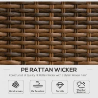 Outsunny 3 Piece Sectional Patio Furniture Set, Outdoor Wicker Rattan Sofa Couch with Table, Storage, 52.75"x30"x29.5", Khaki(m-4)