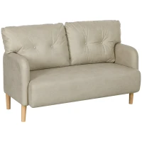 HOMCOM 58" 2 Seat Sofa, Modern Love Seats Furniture, Upholstered 2 Seater Couch, Solid Wood Frame, Beige(m-2)
