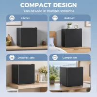 HOMCOM 1.62 Cu Ft Single Door Mini Fridge, Compact Refrigerator with Freezer, Adjustable Thermostat, Black(m-6)