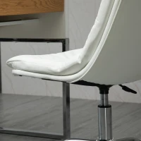 Vinsetto Armless Office Chair Ergonomic Computer Desk Chair Mid-Back Upholstered Task Chair with PU Leather, Adjustable Height and Swivel Seat, White(m-10)