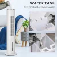 HOMCOM 42" 3-In-1 Ice Cooling Fan with Humidifier, Evaporative Air Cooler with Water Tank, 3 Modes, 3 Speeds, 12H Timer, White(m-8)