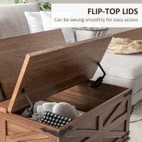 HOMCOM Farmhouse Coffee Table, Square Center Table with Flip-top Lids, Hidden Storage Compartment, Distressed Brown(m-5)