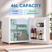 HOMCOM 1.62 Cu Ft Single Door Mini Fridge, Compact Refrigerator with Freezer, Adjustable Thermostat, White(m-4)