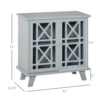 HOMCOM Sideboard Buffet Cabinet, Kitchen Storage Cabinet, Accent Cabinet with Double Fretwork Doors and Metal Handles for Living Room, Gray(m-3)