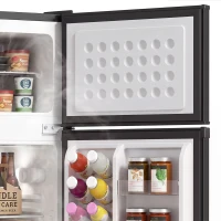 HOMCOM 7.7 Cu. Ft. Mini Fridge with Freezer, Compact Refrigerator with Adjustable Thermostat, Reversible Door, Black(m-10)