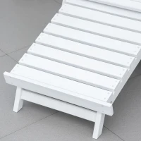 Outsunny Folding Adirondack Chair with Pull Out Ottoman, Outdoor Fir Wood Fire Pit Chair with Footrest, Porch Fanback Lounge for Patio, Poolside Lawn Garden, White(m-9)