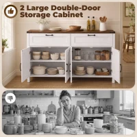 HOMCOM Sideboard Buffet Cabinet with Storage, 55" Large Farmhouse Kitchen Storage Cabinet with 2 Drawers and 4 Doors(m-4)