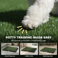 PawHut Dog Grass Pad with Tray, Artificial Grass Pet Training Toilet with Drainage Grid, Grass Mat(m-4)