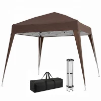 Outsunny 8' x 8' Pop Up Canopy, Outdoor Folding Tent, Portable Party Tent with Carrying Bag for Camping, Party, Picnic, Coffee(m-13)