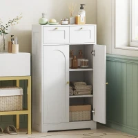 HOMCOM Bathroom Floor Cabinet with 2 Drawers - White(m-1)