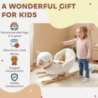 Qaba Baby Rocking Horse, Sheep Rocking Horse with Lullaby Song for Toddlers 18–36 Months, White(m-7)