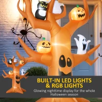 Outsunny 9ft Inflatable Halloween Haunted Tree with Pumpkins, Ghosts and Cat, Blow-Up Outdoor LED Yard Display for Garden, Lawn, Party, Holiday(m-4)