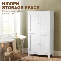 HOMCOM Freestanding Bathroom Cabinet, Tall Bathroom Cabinet with Hidden Storage and Adjustable Shelves, Living Room, White(m-4)