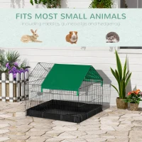 PawHut Metal Outdoor Small Animal Cage for Rabbits and Cats, Black(m-6)