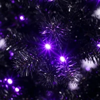 HOMCOM 6ft Pre-lit Black Christmas Tree, Artificial Halloween Tree with 680 Purple LED Lights, 680 Tips, Metal Stand, Black(m-9)