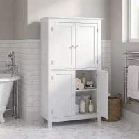 HOMCOM Freestanding Bathroom Cabinet, Tall Bathroom Cabinet with Hidden Storage and Adjustable Shelves, Living Room, White(m-8)