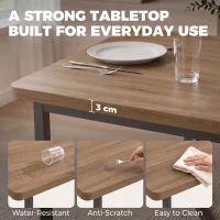 HOMCOM 7-Piece Industrial Dining Table Set for 4-6 Kitchen Table and Armless Chairs, Brown Wood Grain(m-6)