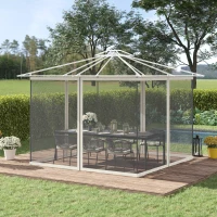 Outsunny Replacement Mesh Sidewall Netting for 10' x 10' Gazebos and Canopy Tents with Zippers, (Sidewall Only) White(m-2)