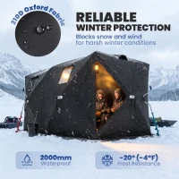Outsunny 4 Person Pop-Up Ice Fishing Tent, Portable Ice Fishing Shelter With 4 Detachable Windows, Black(m-5)