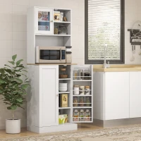 HOMCOM 66.5" Tall Kitchen Pantry Cabinet, Kitchen Hutch, Microwave Cabinet with Adjustable Shelves for Dining Room, White(m-8)