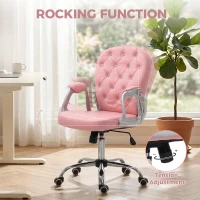 Vinsetto Button Tufted Desk Chair, Home Office Chair with Padded Armrests, Adjustable Height and Swivel Wheels, Black(m-7)