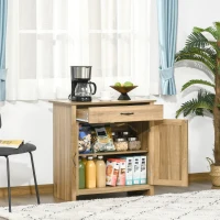 HOMCOM Farmhouse Sideboard Buffet Cabinet, Storage Cabinet with Barn Doors, Distressed Brown(m-9)