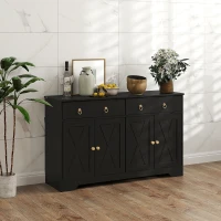 HOMCOM Sideboard Cabinet with 2 Drawers, 4 Barn Doors and 2 Adjustable Shelves, Buffet Table for Living Room, Black(m-8)