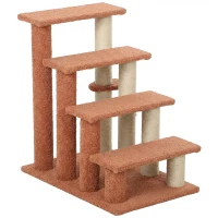 PawHut 4 Levels Cat Steps with Scratching Posts for High Bed, Sofa, Brown(m-1)