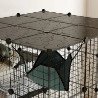 PawHut DIY 4 Tier Cat Cage Indoor with Hammock, Ramps, Jumping Platforms, Doors, Cat Enclosure for 1-3 Cats, 3 x 3 x 4, Black(m-8)