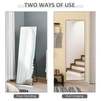 HOMCOM Full Length Glass Mirror, Freestanding or Wall Mounted Dress Mirror for Bedroom, Living Room, Bathroom, 19.75" x 63.5", Black(m-5)