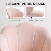 HOMCOM Task Desk Chair, Petal Office Chair with Swivel Wheels with Wide Seat, Velvet, Adjustable Height, Pink(m-5)